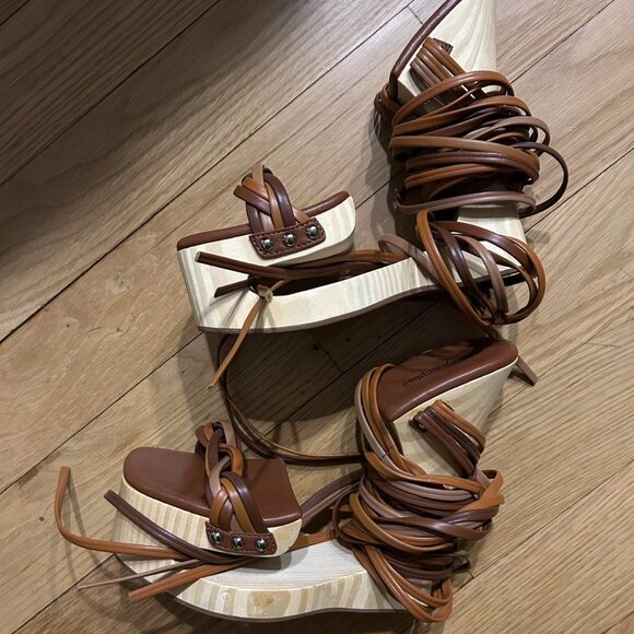 Jeffrey Campbell Maze Platform Leather Lace Up Wedges. - Picture 5 of 8